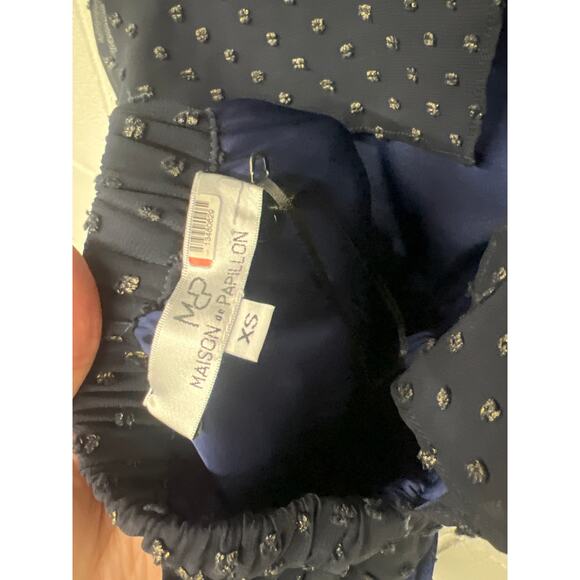 Maison de Papillon Sz XS Navy Blue Gold Dot Sleeveless Boat Neck Jumpsuit 1 pc - Picture 7 of 7
